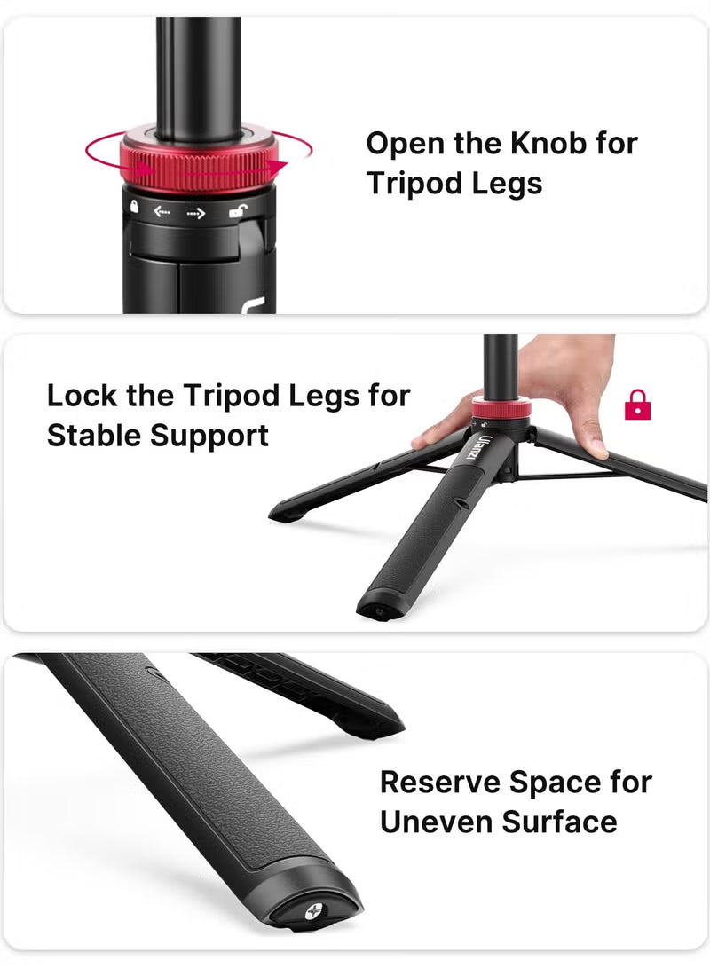 57in Selfie Stick Tripod for Action Cameras - ULANZI Go Quick II Extendable Tripod Stand Magnetic Suction Quick Release Vlog Accessories Handle for Action Cameras