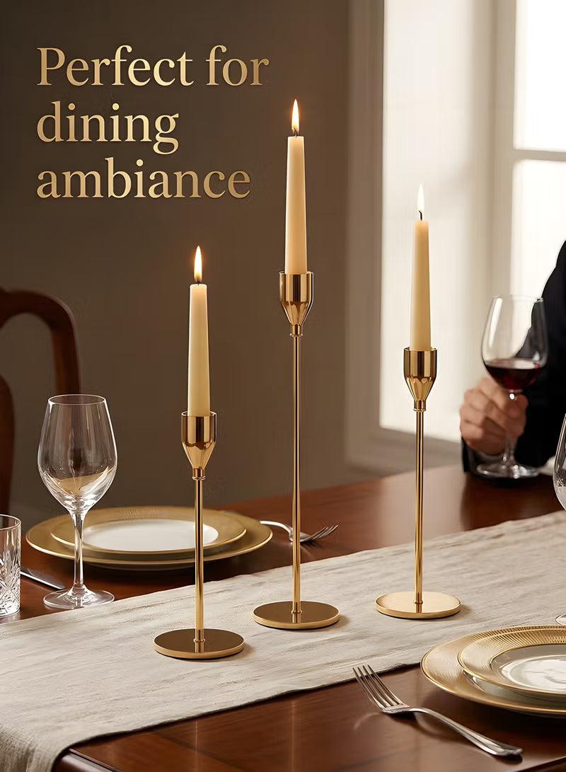 3pcs Gold Candle Holders,For Taper Candle,Candle Sticks