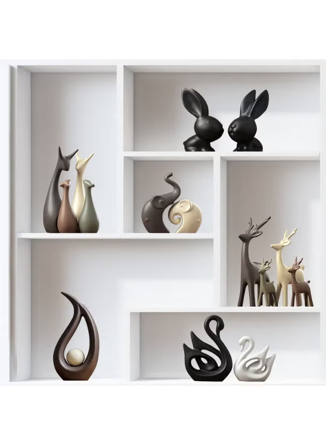 Ceramic Modern Art 4 Pcs Deer Statue Decorations for Home, Office, Living Room, Bedroom