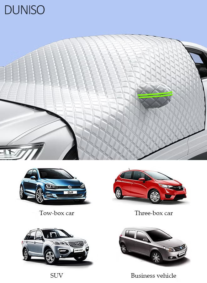 Car Windshield Cover, All-Season Waterproof Dustproof Snowproof Sunshade Protector, Front Half C