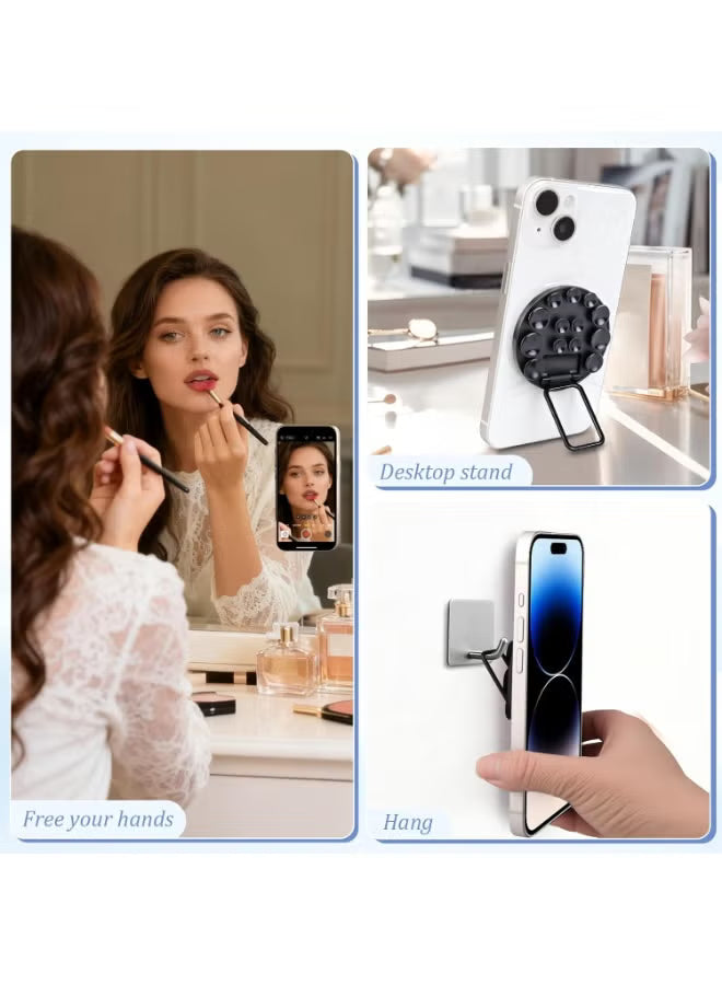 Suction Cup Phone Mount, Silicone Strong Suction Adhesive Phone Grip, Adjustable Angle Phone Holder and Hands