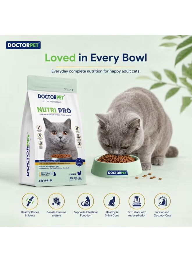 Doctor Pet Nutri Pro Adult Dry Cat Food with Chicken 3 Kg
