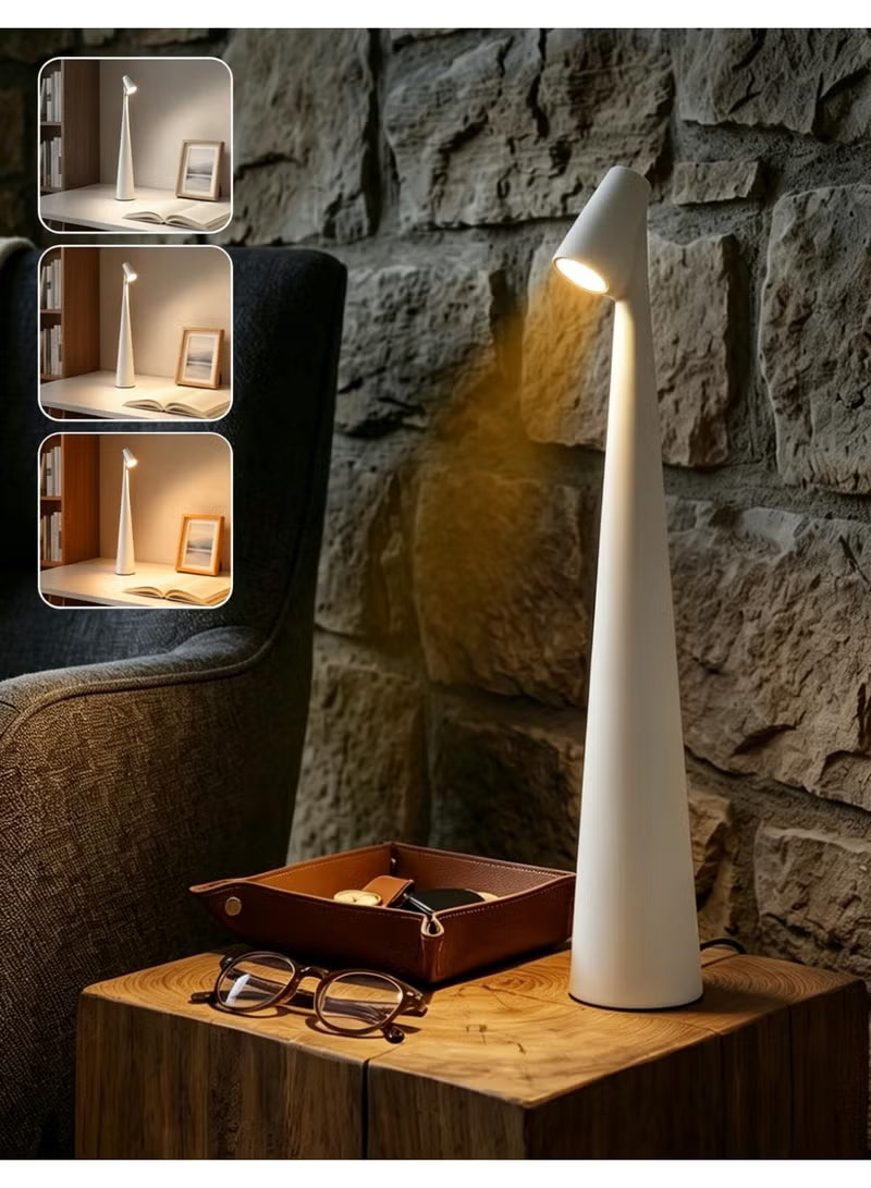 Portable LED Table Lamp,Touch Control LED Table Desk Lamp Rechargeable, 3 Color Temp Stepless Dimmable Touch Desk Lamp, Cordless Eye-Care Night Light for Bedroom Office Reading