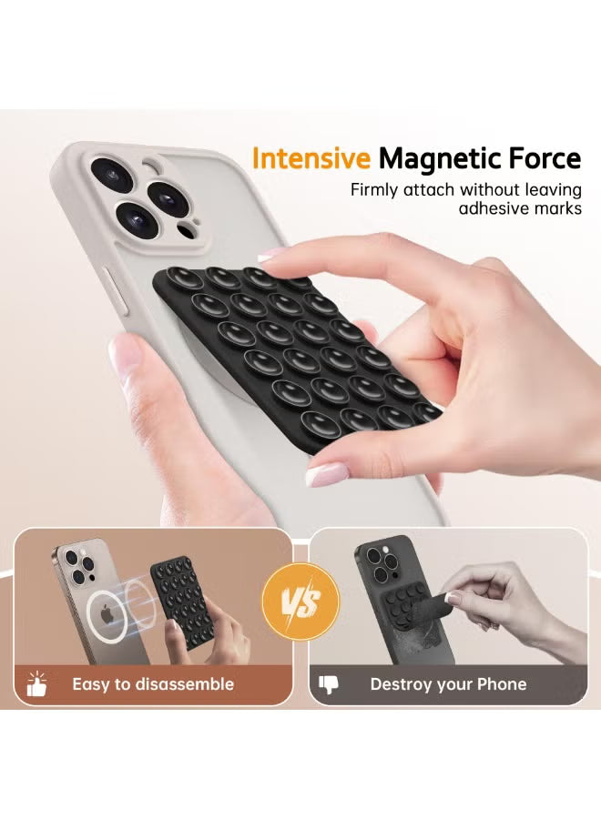 Magnetic Suction Cup Phone Mount for MagSafe Case, Removable Silicone Sticky Grip for iPhone 12/13/14/15/16,