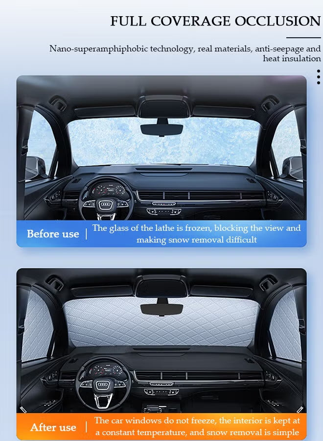 Car Windshield Cover, All-Season Waterproof Dustproof Snowproof Sunshade Protector, Front Half C