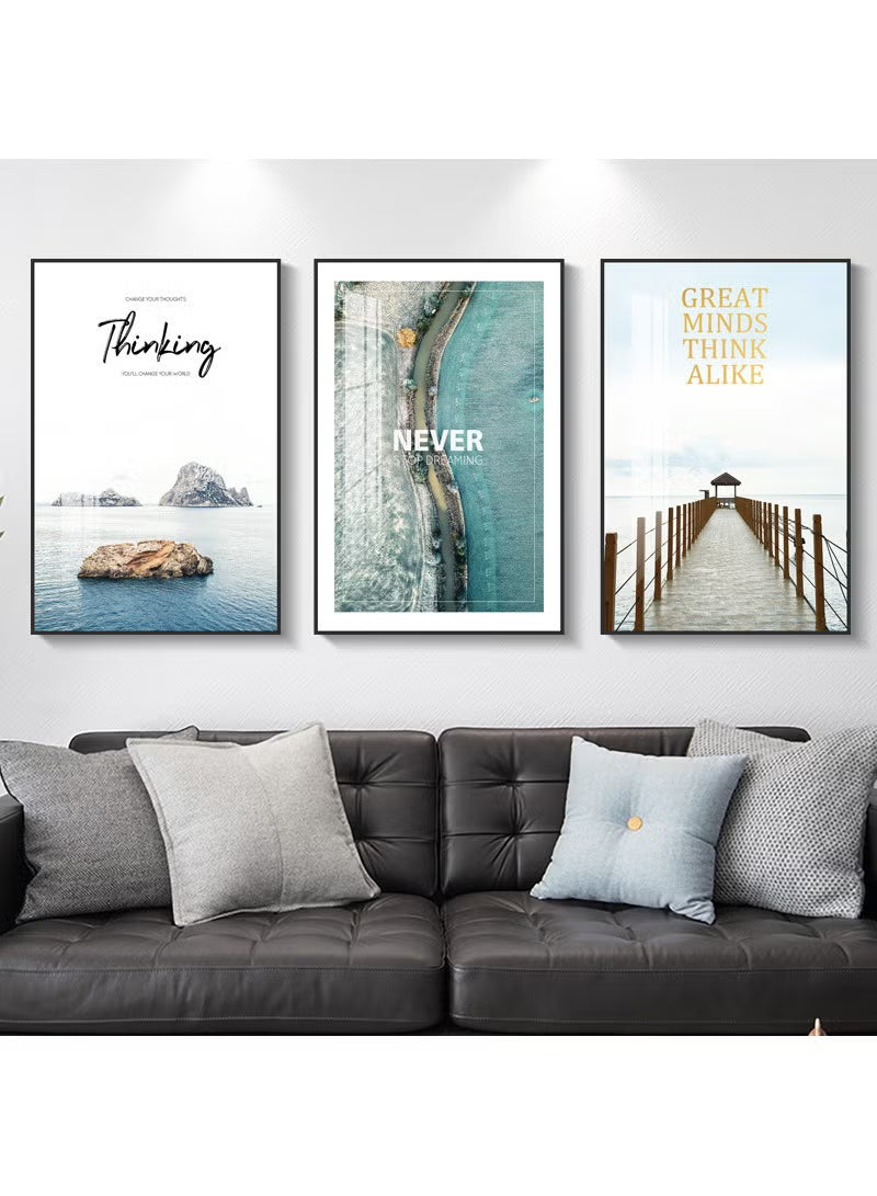 3PCS Wall Art Bright Style Minimalist Decor Modern Abstract Canvas Prints Poster Picture Framed Paintings