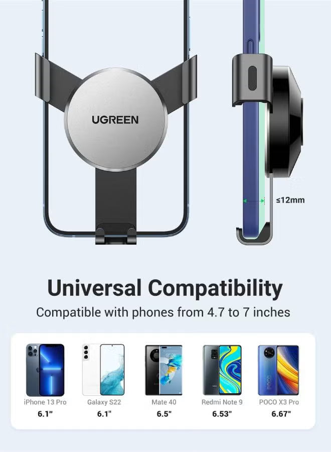 Car Phone Holder, Mobile Holder For the Car Air Vent Phone Stand Car Auto Lock Gravity Mobile Phone Mount Ac Vent Car Mount Compatible With iPhone 16/15/14 Series, Galaxy S24/S23 Z Flip 5 4, Xiaomi Grey