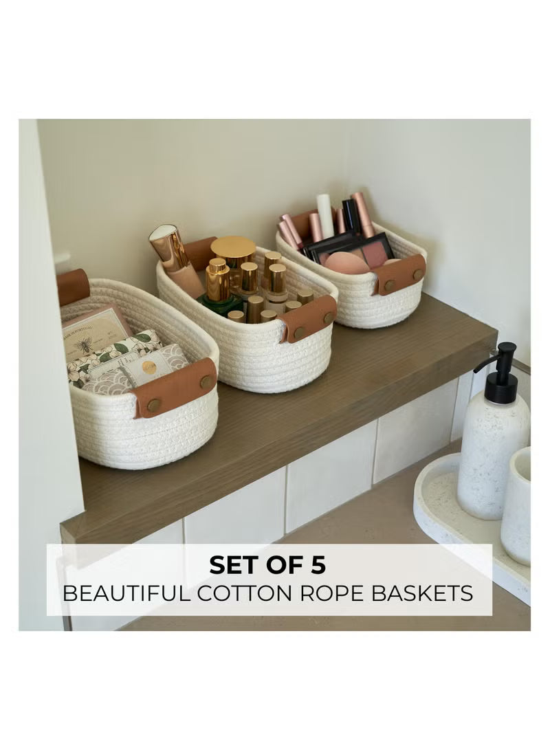 Luxury 5-Pack Cotton Rope Storage Baskets