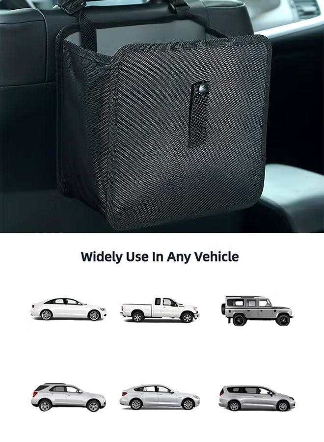 Foldable Hanging Car Trash Can - Large Capacity Waterproof Garbage Bag, Leakproof Storage Organizer for Camping, Interior Accessories (Black)