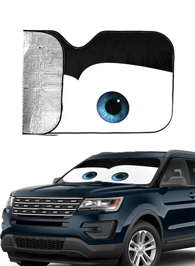 Car Sunshade Funny Cartoon Eye Front Window Cover Car Windshield Sun Shade Blocks for SUV Auto Interior Accessories Protection Keep Your Vehicle Cool Black