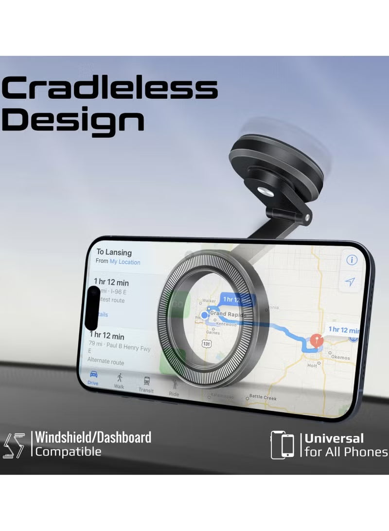 MagSafe Car Phone Holder, Compact 360° Rotatable Dashboard Car Phone Stand With Anti-Slip Grip, Magnetic, Cradleless Design, Foldable Arm And N52 Magnet For iPhone 17/17 Pro Max