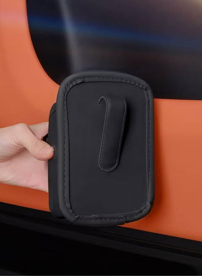 Stealth Black Car Cup Holder - Cool-Touch Leather Clip Mount, Heat-Resistant Base & Rounded Corners | Luxury SUV Organizer