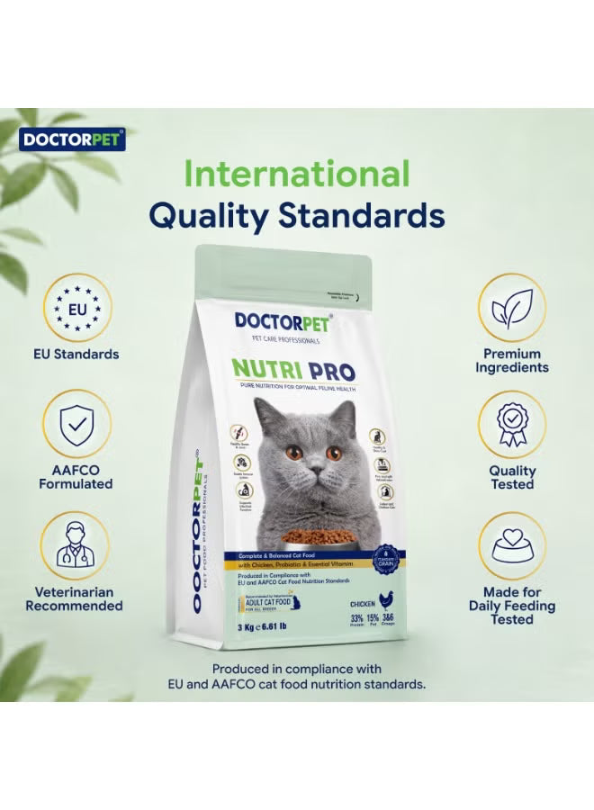 Doctor Pet Nutri Pro Adult Dry Cat Food with Chicken 3 Kg