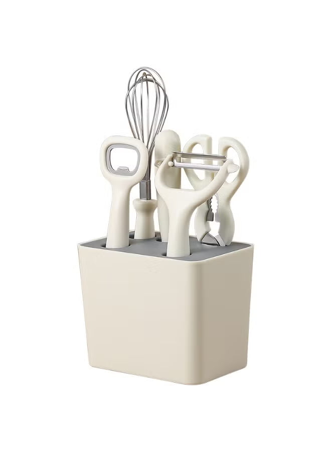 HOMESTAR 6-Piece Kitchen Utensil Set with Stand - Cooking Tools Bundle