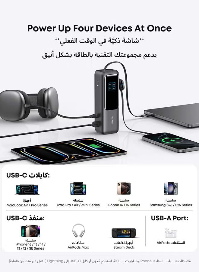 25000 mAh 25,000mAh Power Bank, 25,000mAh 165W Ultra-Fast Portable Charger for Dual Laptops, Fast Charging Battery Pack with Built