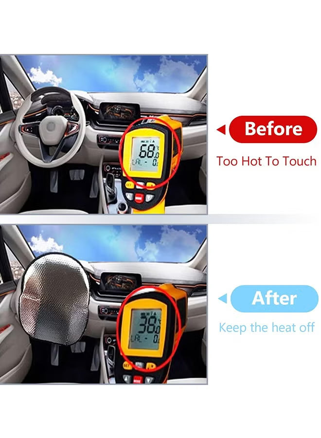 Steering Wheel Sun Shade Cover, Vehicle Steering Wheel Sunblock Cover, Universal Reflective Steering Wheel Shield, Steering Wheel Sun Heat Shield for SUV Truck Van (Silver)