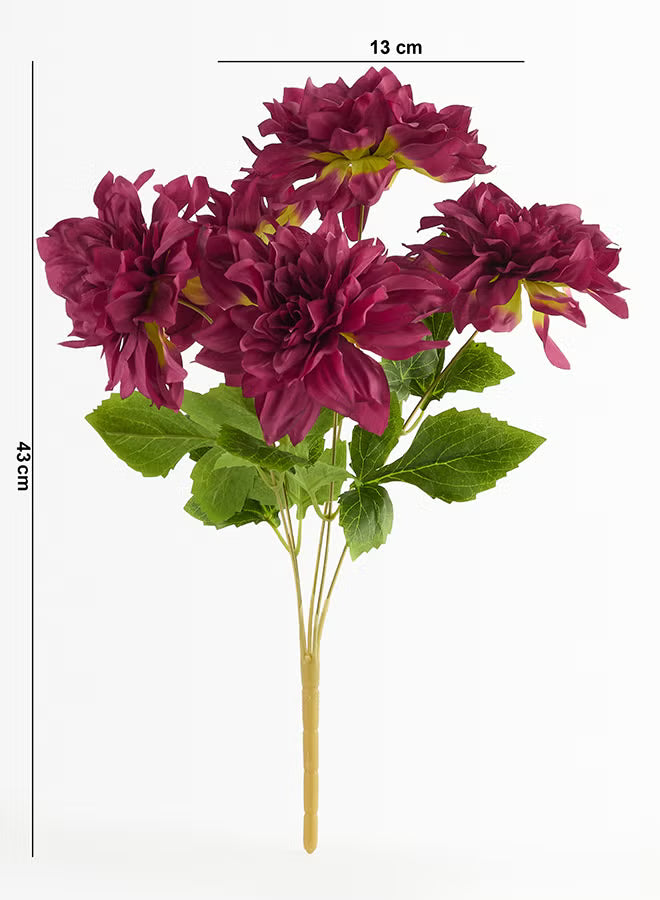 Dalia 1pc Flower Bunch with 5 buds – Maroon | 52cm Artificial Flower