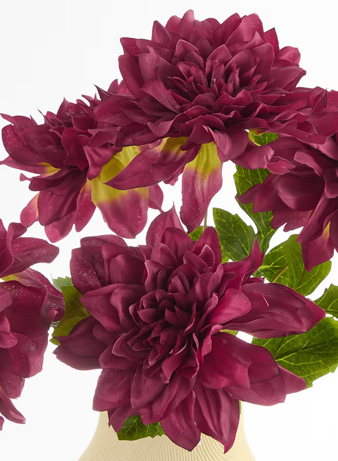 Dalia 1pc Flower Bunch with 5 buds – Maroon | 52cm Artificial Flower
