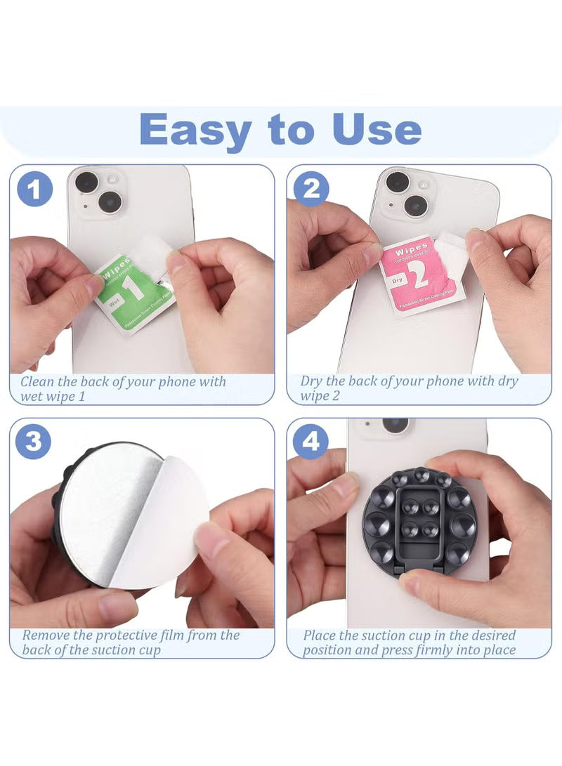 Suction Cup Phone Mount, Silicone Strong Suction Adhesive Phone Grip, Adjustable Angle Phone Holder and Hands