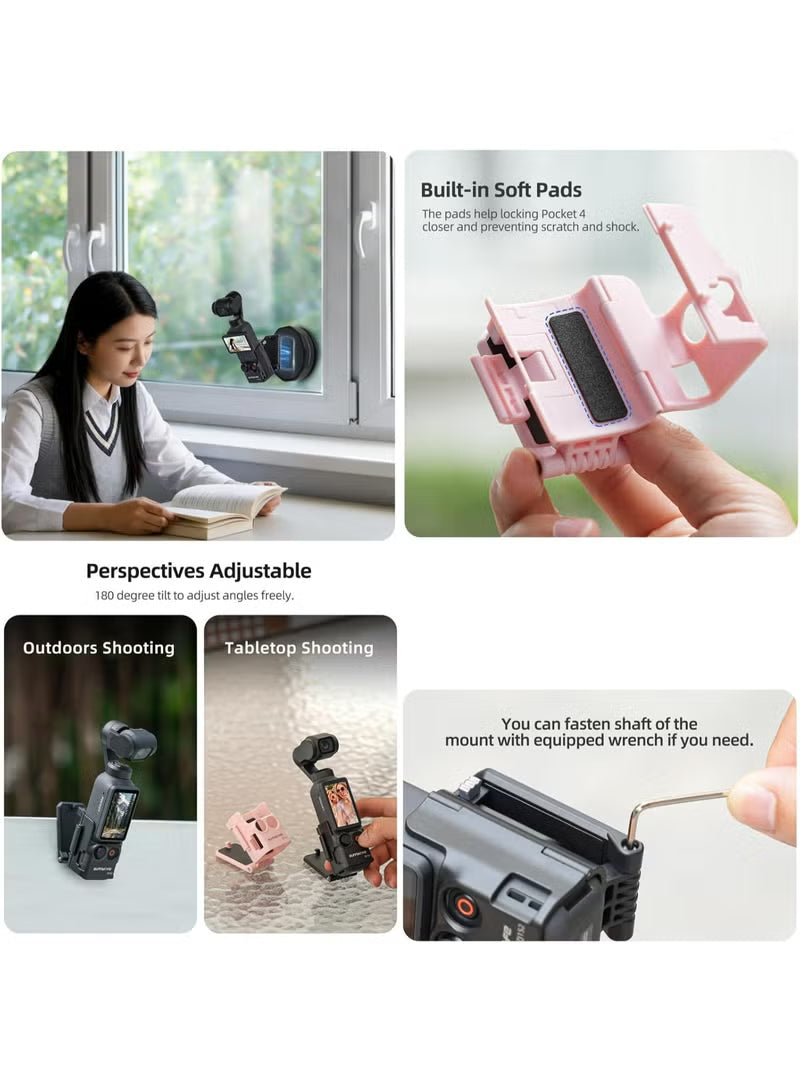 Magnetic Mount Stand for Pocket 4, Quick-Release Clip Base Bracket Stand, 180° Adjustable, DJI Osmo Pocket 4 Accessory