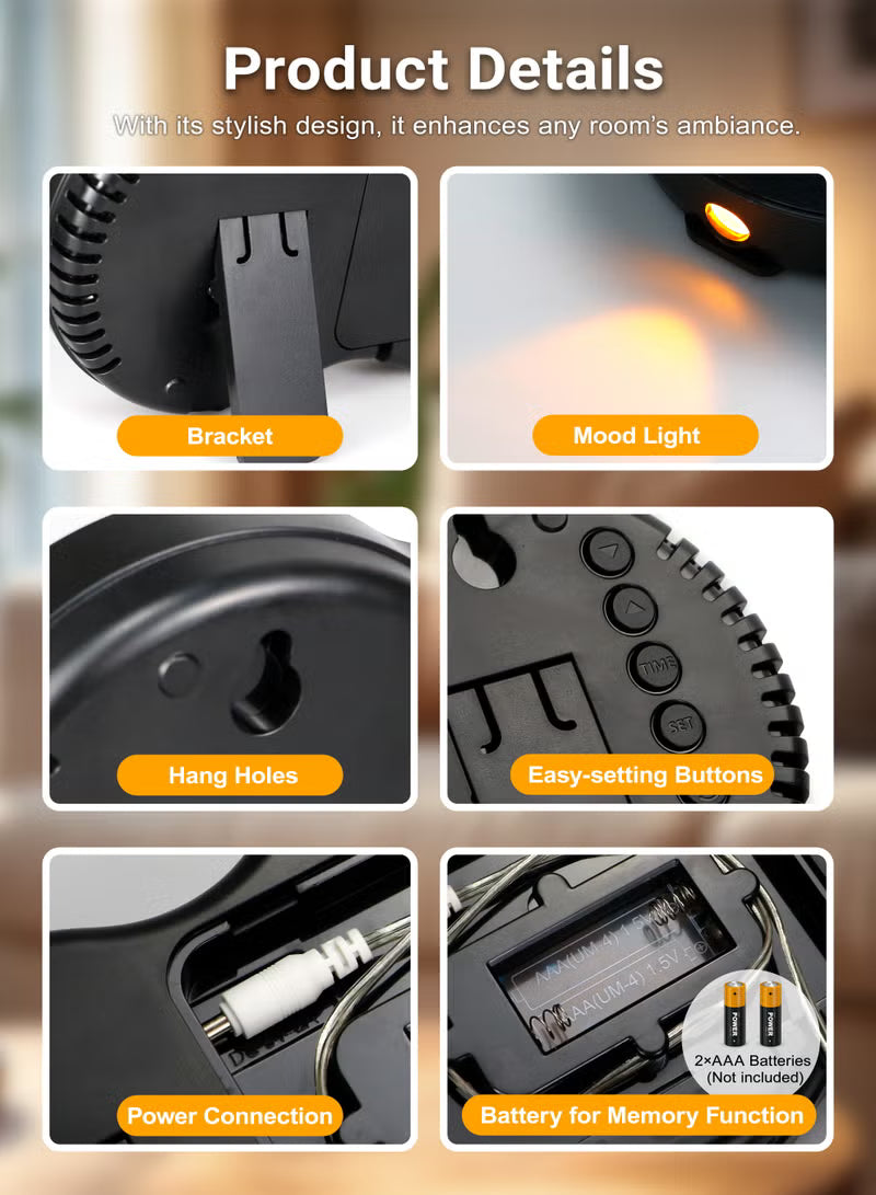 Digital Wall Clock, Remote Controll, 2 Alarms, LED Display