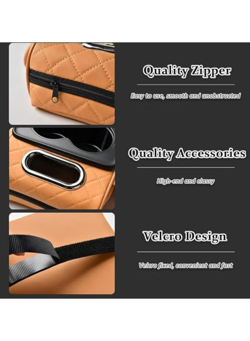 Multifunctional Car Armrest Cushion, 5-in-1 Center Console Cover with 2 Storage Pockets, Cup Holder, Tissue Box Slot, Cell Phone Slot for Sedan, Car Accessory Car Organizer (Black)