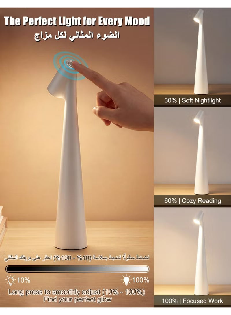 Portable LED Table Lamp,Touch Control LED Table Desk Lamp Rechargeable, 3 Color Temp Stepless Dimmable Touch Desk Lamp, Cordless Eye-Care Night Light for Bedroom Office Reading