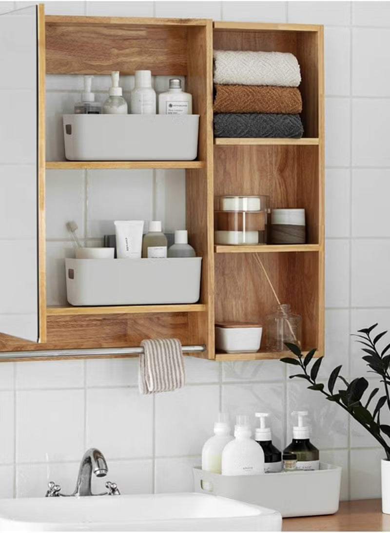 et of 8 Plastic Storage Bins Basket Cabinet Organizer with Handle White