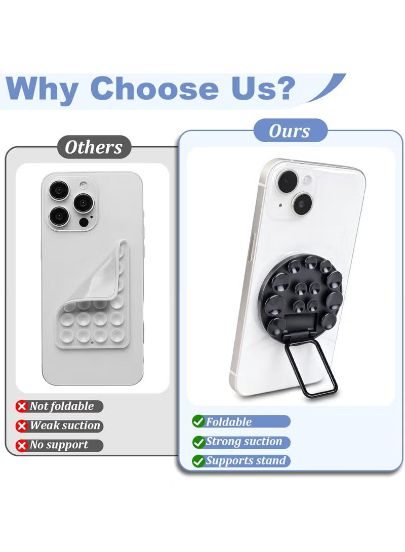 Suction Cup Phone Mount, Silicone Strong Suction Adhesive Phone Grip, Adjustable Angle Phone Holder and Hands