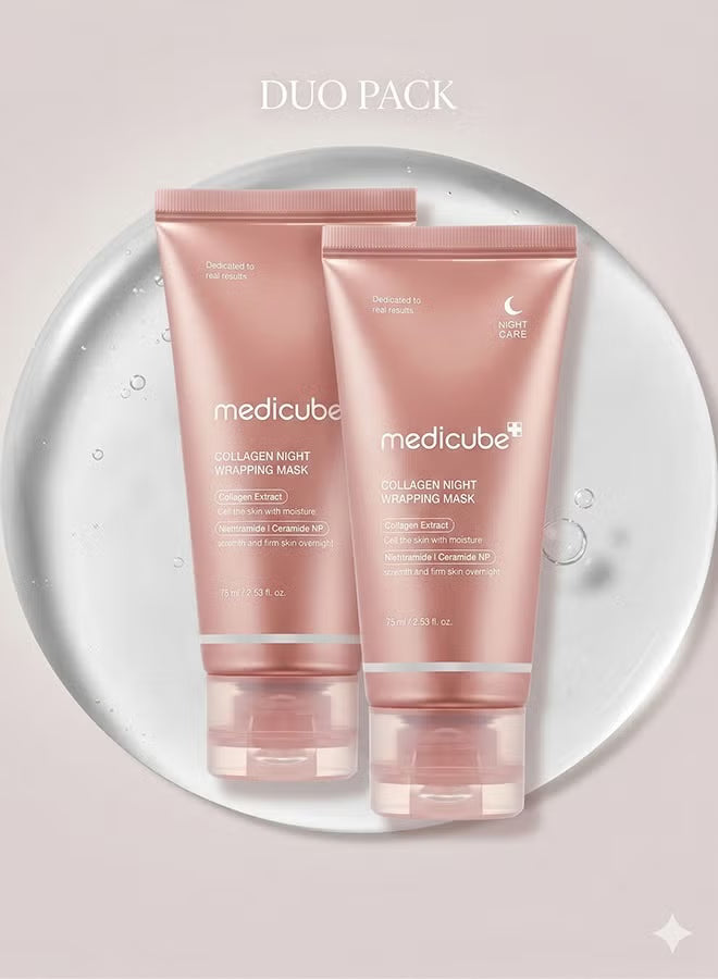 Medicube Pack Of 2 Collagen Overnight Wrapping Peel Off Facial Mask Pack - Elasticity And Hydration Care