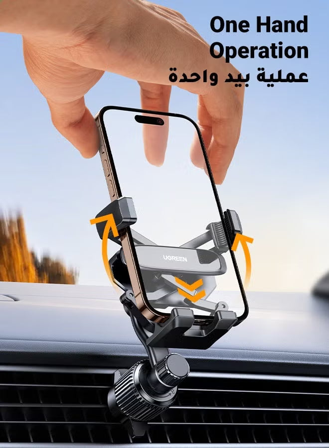 Mobile Holder For Car Car Phone Holder For Air Vent Car Mobile Holder With Auto Lock And Hook Shape Clip Not Block Air Vent Phone Holder Car Fit Big Phone iPhone 15 16 Series, Samsung S24 S23, Xiaomi Black