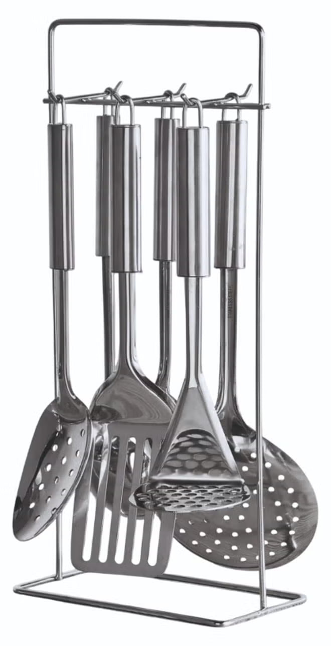 Stainless Cooking Utensils Set with Stand,7 Piece Kitchen Set