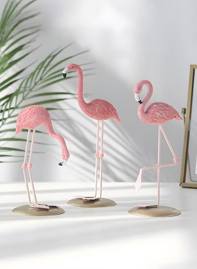 3-Piece Flamingo Desk Ornaments For Wedding Home Living Room Bedroom Decor