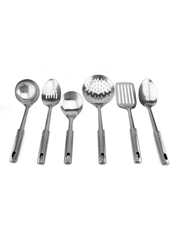 Berger 7-Piece Stainless Steel Kitchen Tool Set with Holder Stand | Multifunction Cooking Utensils Set, Silver