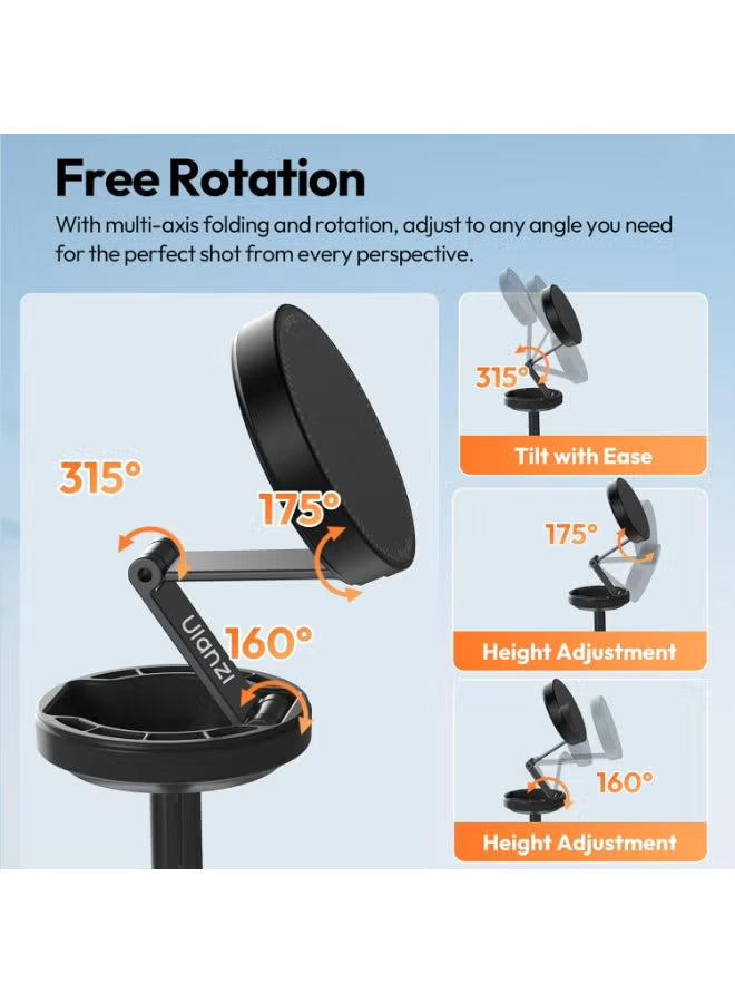 ULANZI Magnetic Phone Tripod, MT85 Auto Open Tripod with Enhanced 4-Leg, 60'' Selfie