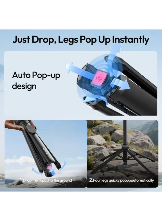 ULANZI Magnetic Phone Tripod, MT85 Auto Open Tripod with Enhanced 4-Leg, 60'' Selfie
