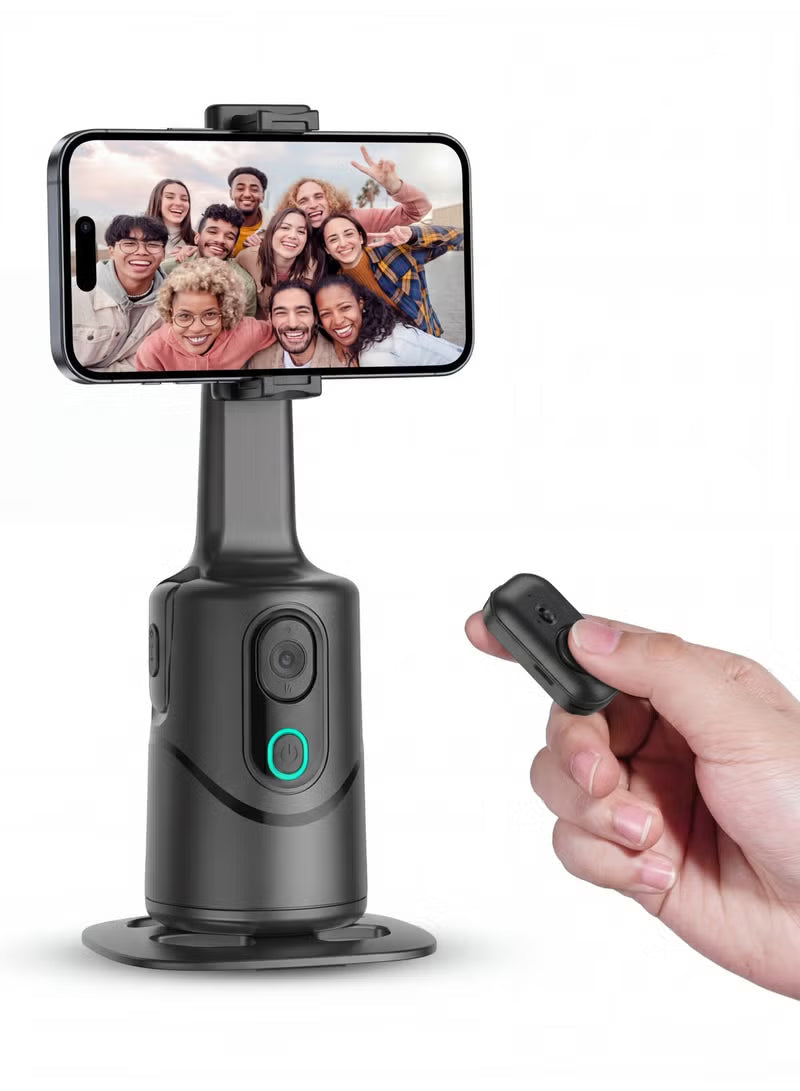 AI Face Tracking Phone Holder, Smart Selfie Gimbal, 360° Auto-Rotation Smart Gimbal with Gesture Control, No App Needed, Tripod Mount for TikTok, YouTube, Vlogs
