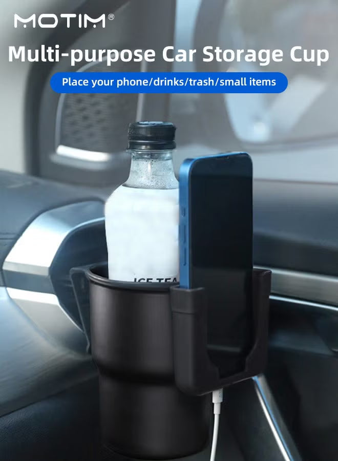 2 In 1 Car Cup Holder Phone Holder, Multifunctional Drink Coffee Bottle Storage