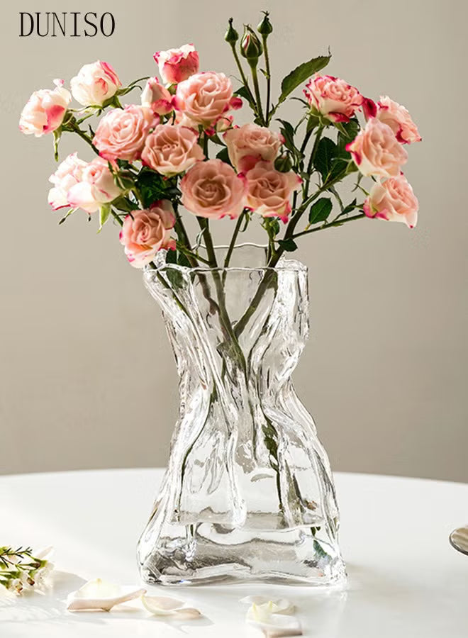 Creative Clear Glass Vase Craft Aesthetic Decorative Small Flower