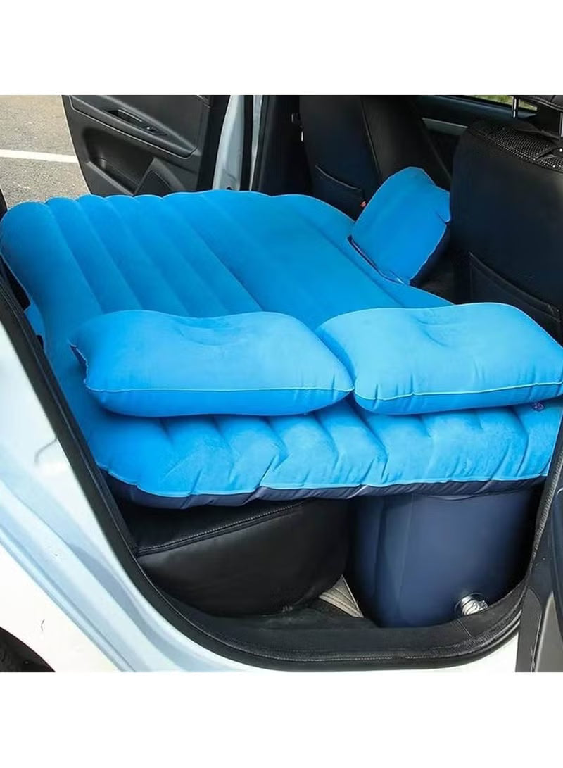 Multi Purpose Inflatable Car Air Bed Mattress for SUV MPV and Car Portable Travel Sleeping Bed with Pump Durable & Comfortable for Camping Road Trips and Outdoor Adventures Blue