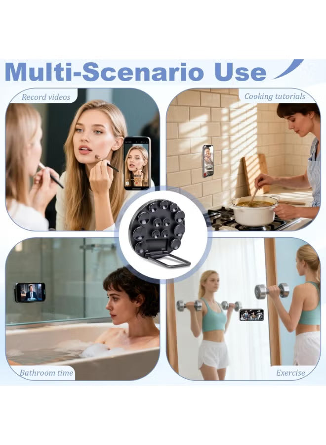 Suction Cup Phone Mount, Silicone Strong Suction Adhesive Phone Grip, Adjustable Angle Phone Holder and Hands