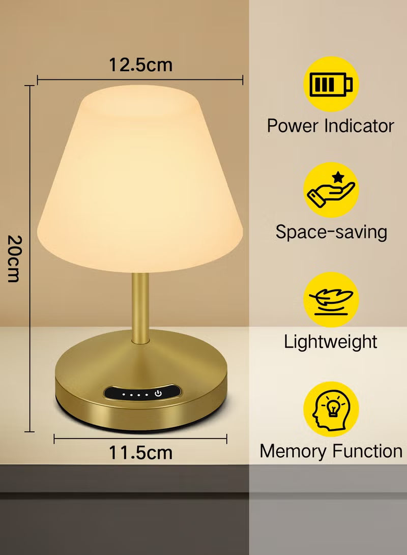 Touch Control LED Table Lamp – Rechargeable & Cordless with 3-Color Dimmable Light & Stepless Dimming