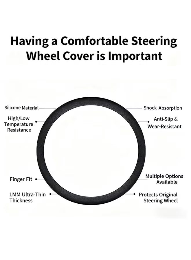 Cool Anti-Slip Silicone Steering Wheel Protector - Universal Car Steering Wheel Protective Cover - Summer Easy to Clean Silicone Car Steering Wheel Cover (Black)