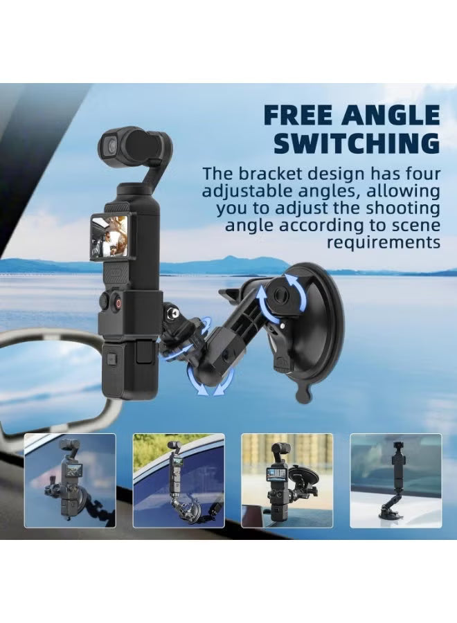 Suction Cup Mount for Action Camera – 360° Rotatable Universal Suction Cup with 85mm Strong Suction for GoPro/DJI/Insta360 Car Windshield Dash, Vlog & Sports (Black)