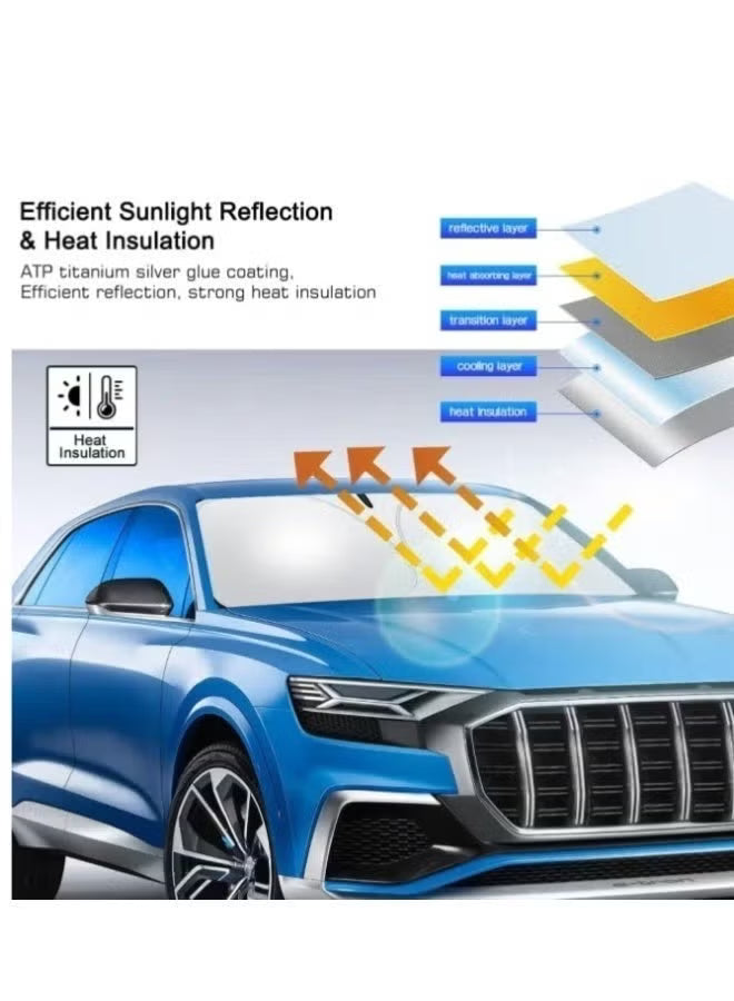 HAMTC Premium Foldable Car Windshield Sunshade with Pouch