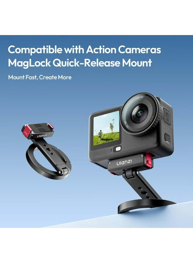 Ulanzi MA04 Magnetic Quick Release Action Camera Mount for DJI Osmo Action 6 - Multi-Axis Adjustable Aluminum Holder