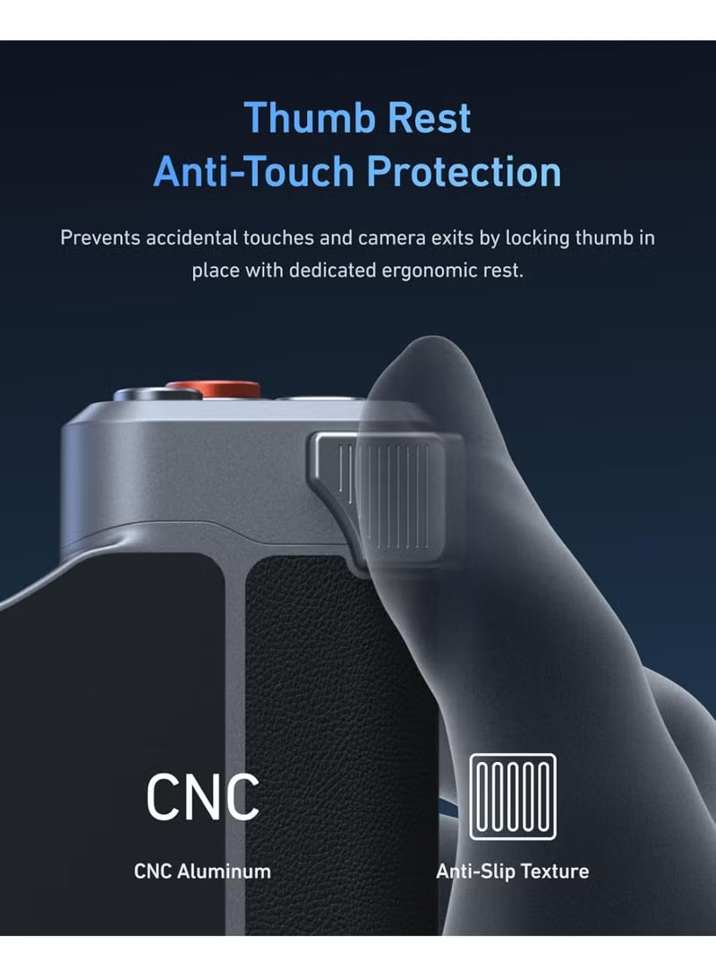 Master Grip Kit for iPhone 17 Pro Max, Magnetic Phone Camera Grip with C03 Selfie Light+ UV Filters, Creator Kit Built 3200mAh Battery Wireless Charging Powergrip - Cooling Graphene Case
