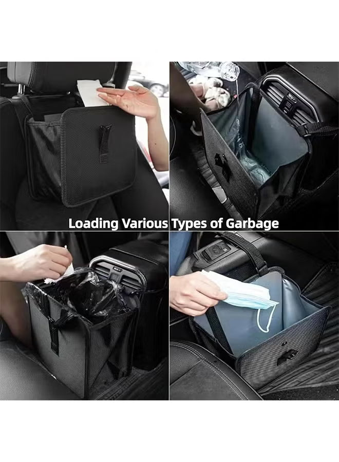 Foldable Hanging Car Trash Can - Large Capacity Waterproof Garbage Bag, Leakproof Storage Organizer for Camping, Interior Accessories (Black)