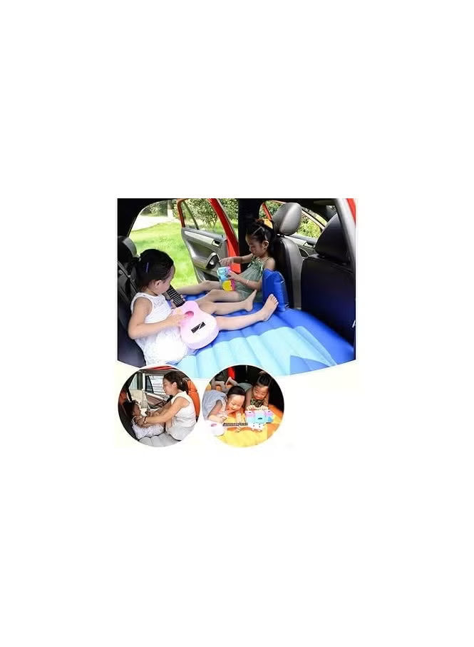 Multi Purpose Inflatable Car Air Bed Mattress for SUV MPV and Car Portable Travel Sleeping Bed with Pump Durable & Comfortable for Camping Road Trips and Outdoor Adventures Blue