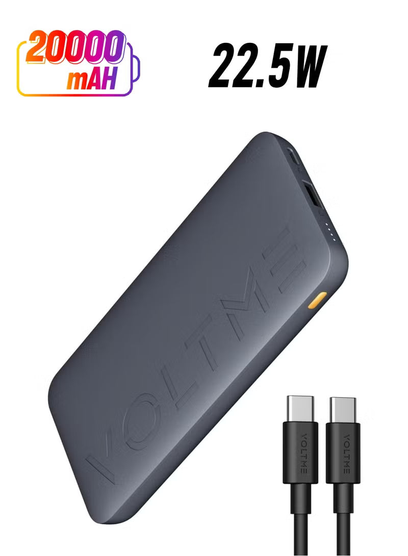 20,000 mAh Fast Charging Power Bank – 22.5W PD & QC 3.0 USB-C / Type-C Slim Portable Battery Pack, 20000mAh High Capacity Charger for iPhone Air